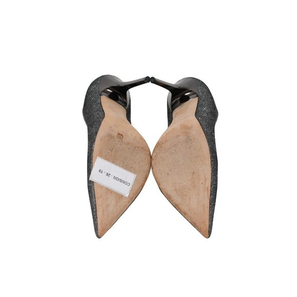 Jimmy Choo Womens Romy Pumps US8 38 Grey Silver Glitter 120mm Pointed Toe Heels - Picture 7 of 8